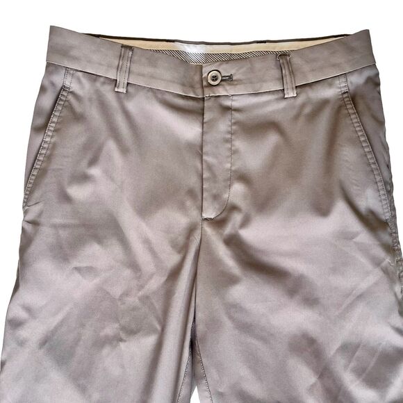 Snake Eyes Dry-18 Golf Pants Men's 30x32 Taupe Tan Flat Front Chinos Activewear - Picture 2 of 10